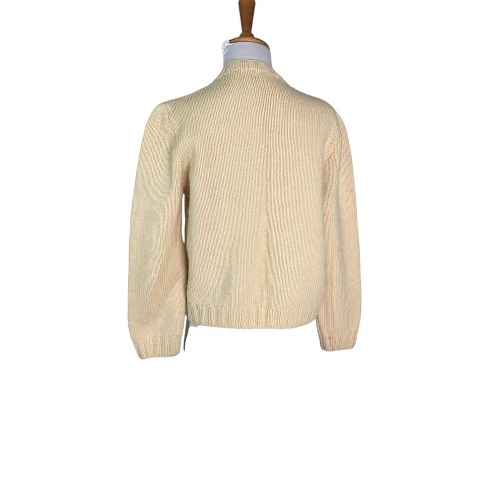 Vintage Cream Cable Knit Fisherman Cardigan Sweater M - Picture 4 of 5